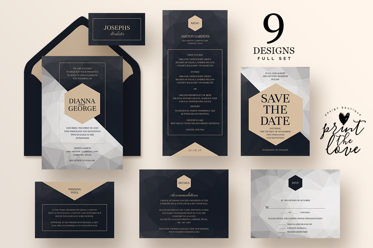 Wedding Invitation Suite - Poly, an Invitation Template by Print The Love Boutique (Photo 1 of 2)