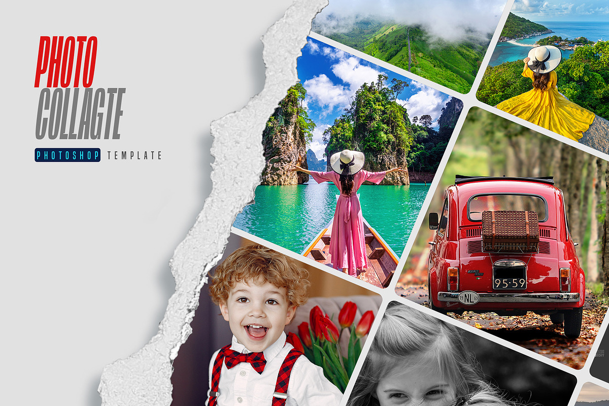 Torn Paper Photo Collage PS Template, a Graphic by INTENTFX (Photo 3 of 6)