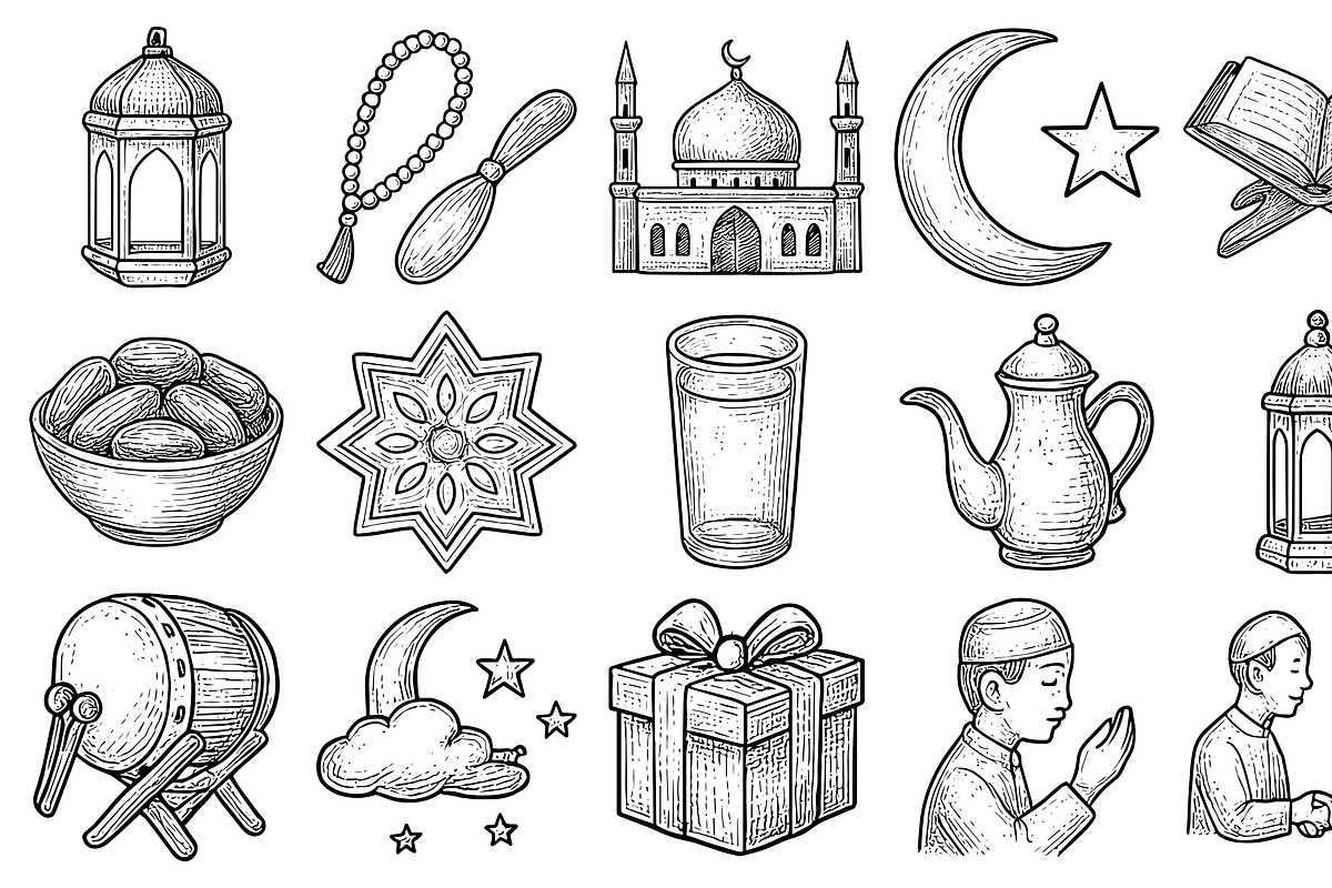 Ramadan Icon Set, an Object Graphic by nikagraphic