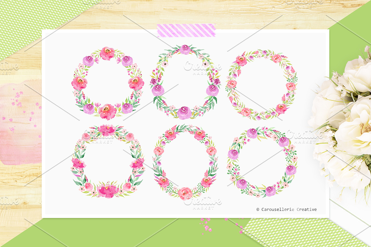 3 IN 1 PACK - Watercolor Flowers, an Illustration by Carousellerie Creative (Photo 6 of 10)