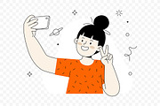 Happy Woman Selfie Peace Sign, a Person Illustration by Partikusi Design (Thumbnail 3 of 3)