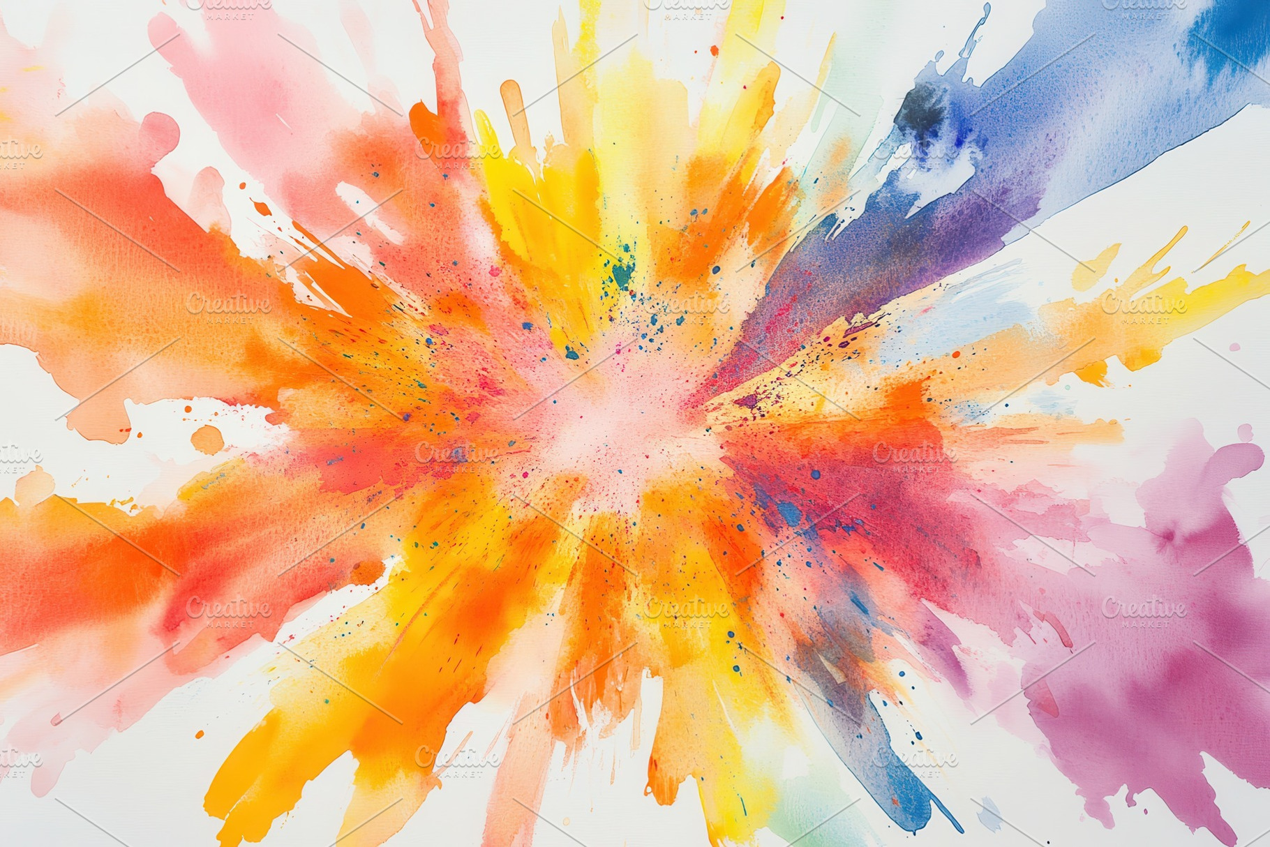 Vibrant watercolor explosion abstrac, a Photo by Pixeness Studio