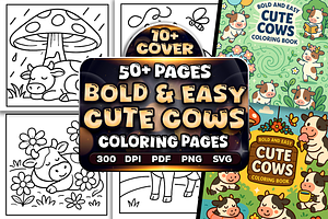 Bold Easy Cute Cows Coloring Pages, an Animal Illustration by Craftsbeefy