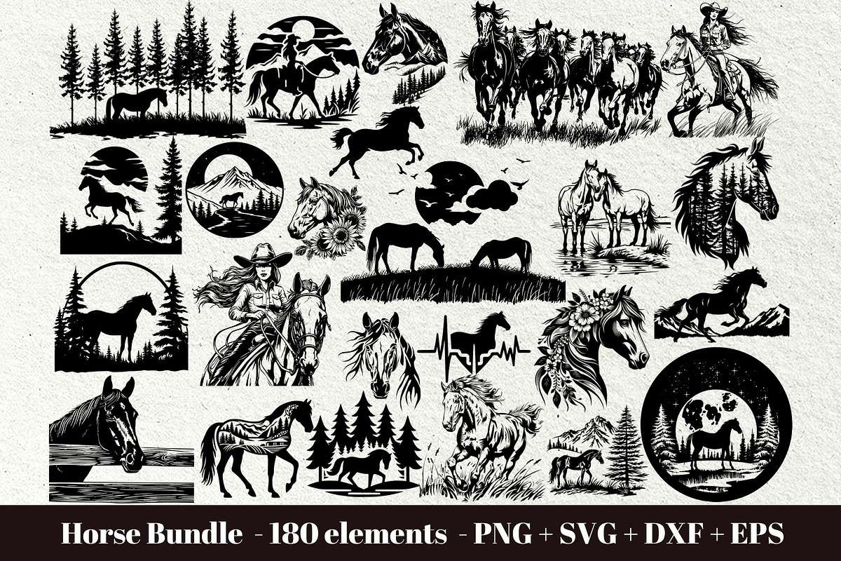Horse SVG Bundle. Horse and girl, an Animal Illustration by DENIDigitalArtSudio (Photo 1 of 9)