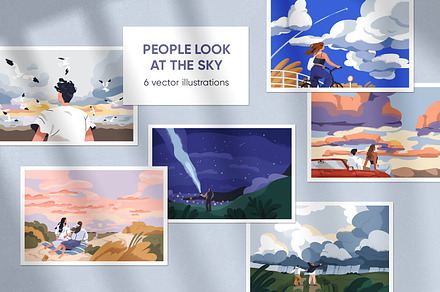 People looking at sky in nature set, a Person Illustration by Good Studio