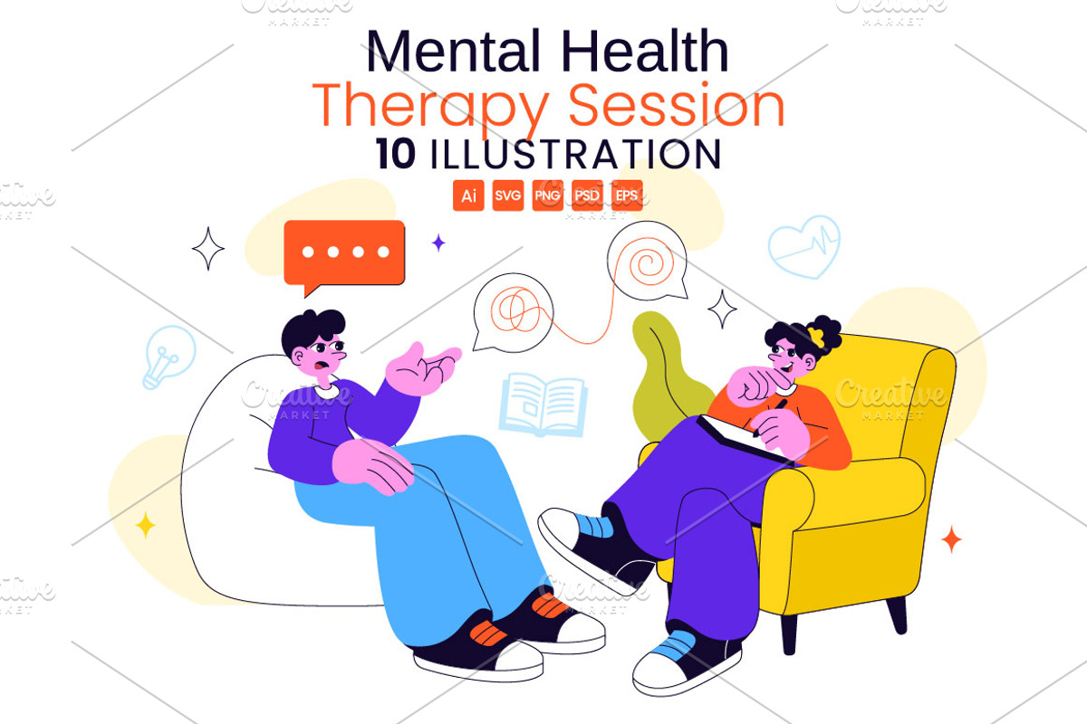 10 Mental Health Therapy Session, a Healthcare Illustration by denayunebgt (Photo 1 of 4)