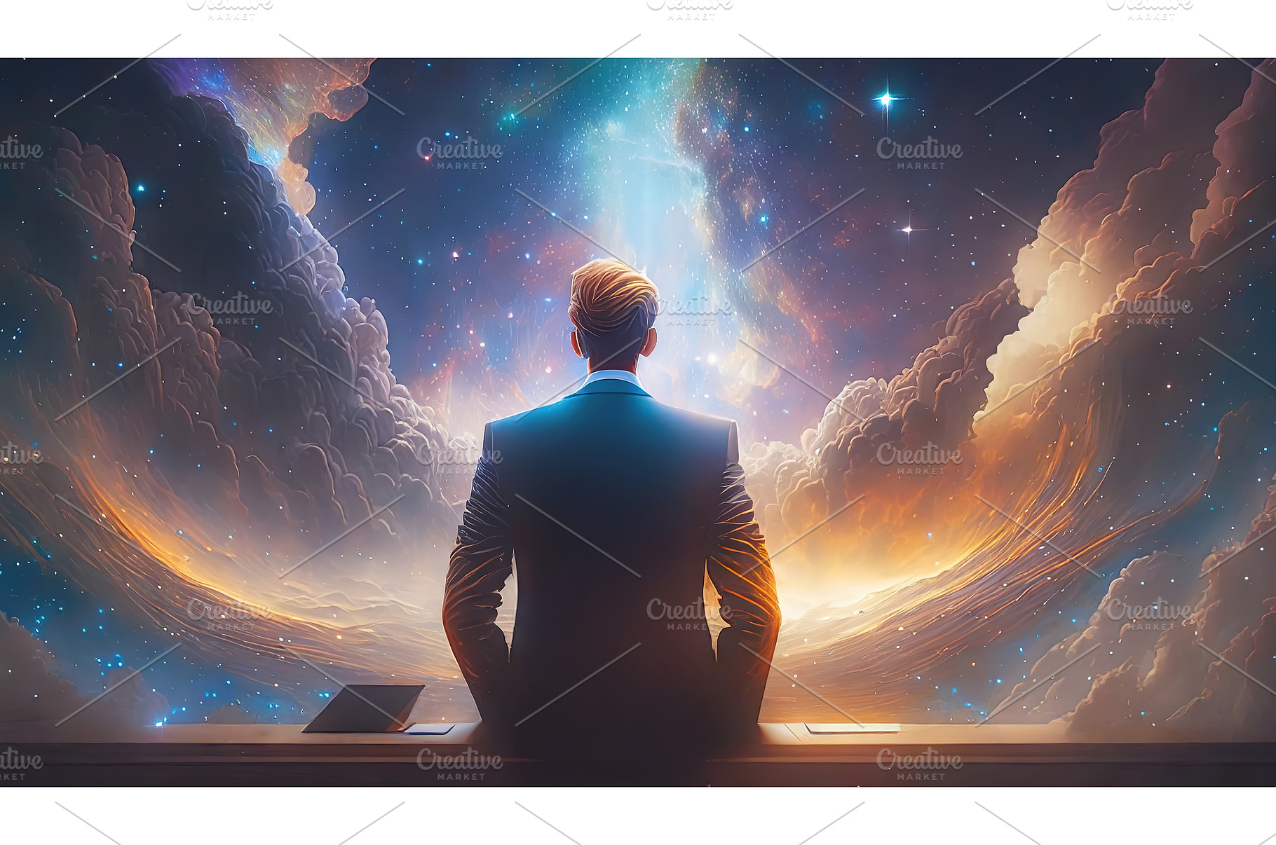 A surreal businessman contemplating, an Abstract Photo by Igor Tichonow