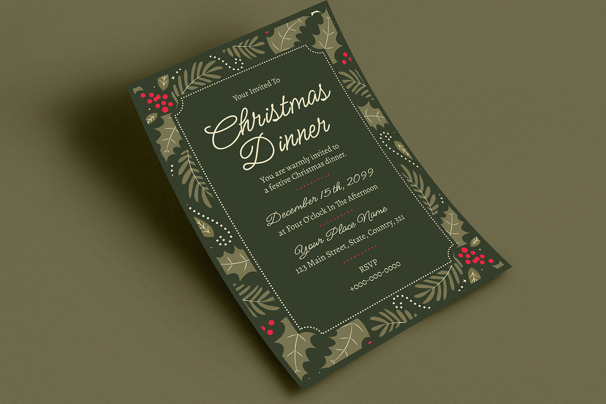 Floral Christmas Dinner Invitation, an Invitation Template by Guuver (Photo 3 of 3)