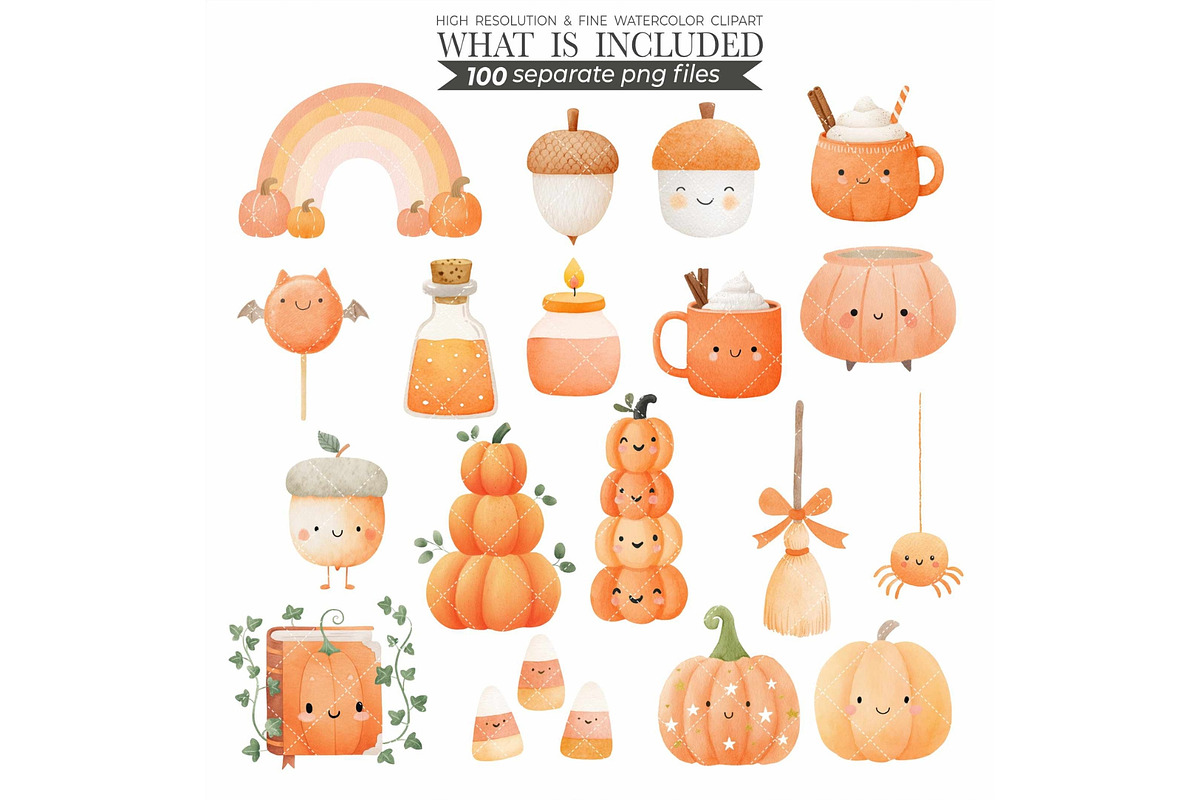Watercolor Pumpkin Patch Animal, an Animal Illustration by CharmClipart (Photo 8 of 10)