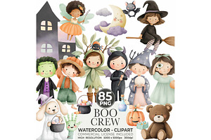 Watercolor Cute Halloween Clipart, an Illustration by CharmClipart