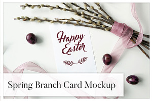 Spring Branch & Ribbon Card Mockup