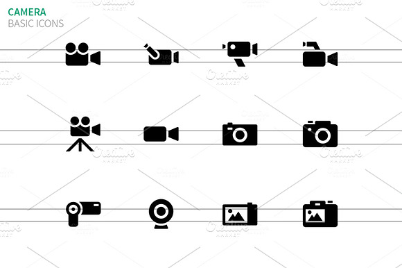 Camera Icons On White