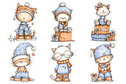 Whimsical Christmas Cute Cat Clipart, an Illustration by Pixels.Craft (Thumbnail 6 of 6)