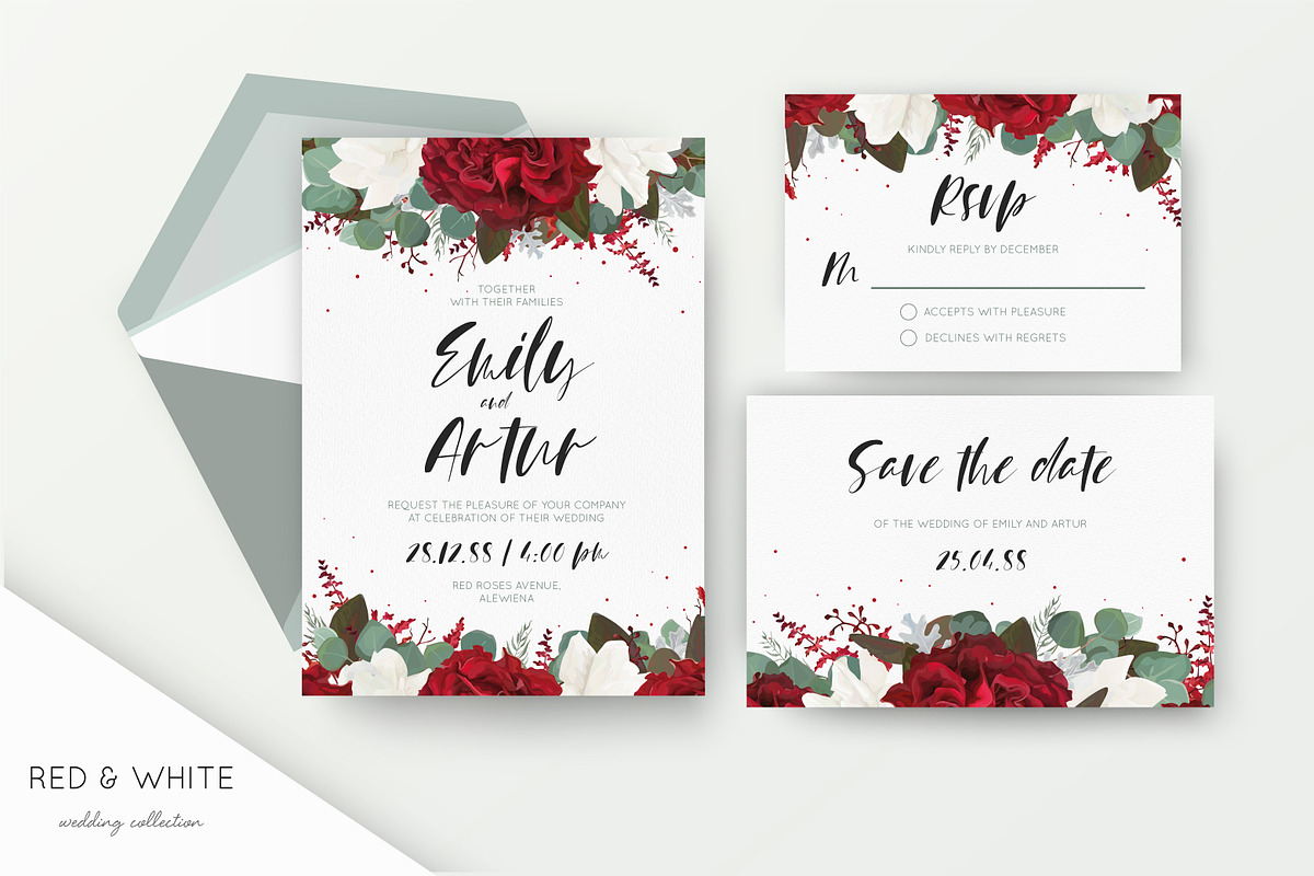 Wedding collection - Red & white, an Invitation Template by Alewiena (Photo 1 of 9)