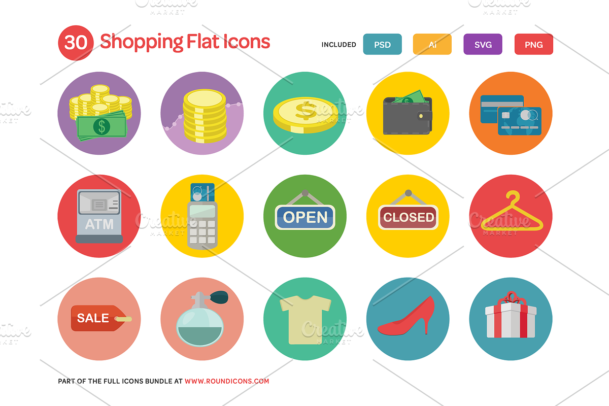 Shopping Flat Icons Set preview 2