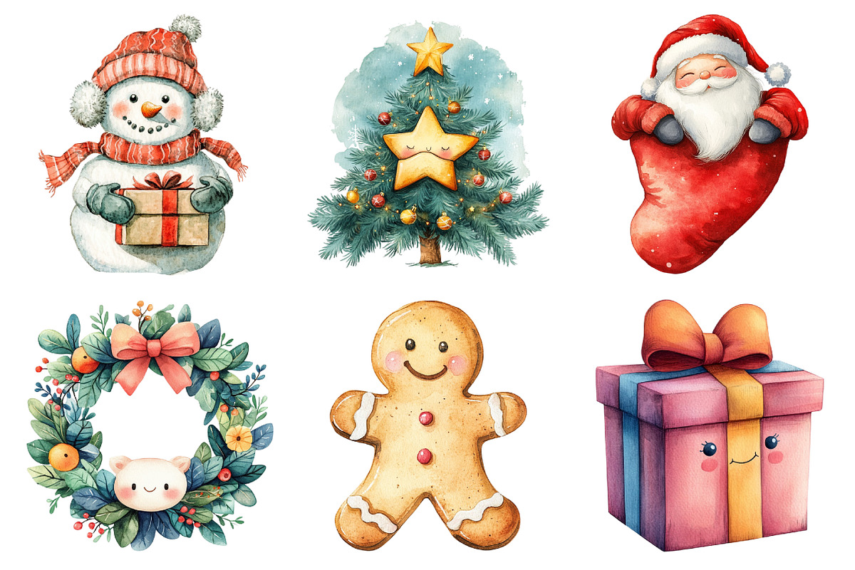 Cute Cartoon Christmas Clipart, an Illustration by Daily.Designs (Photo 2 of 5)
