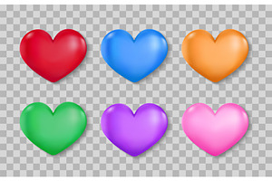 Set of realistic 3D heart icons, a Decorative Illustration by Yayasya