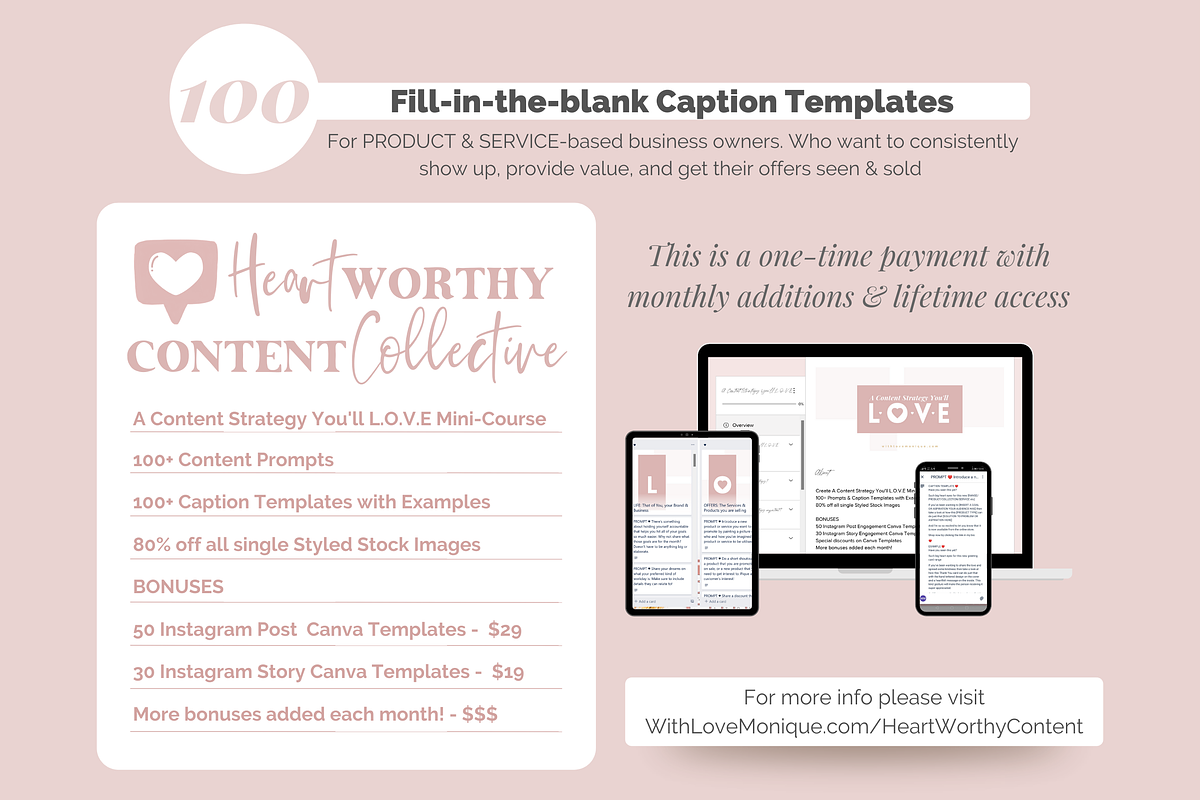 100 Caption Templates for Instagram, a Social Media Template by With Love Monique (Photo 9 of 10)