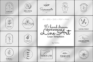 16 Botanical Line Art Logo Templates