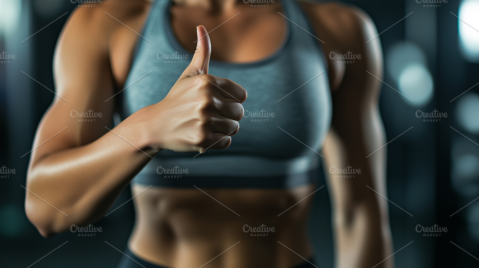 Athlete woman in sportswear shows, a Sports & Recreation Photo by MistyDay