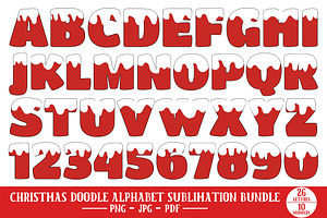 Christmas Doodle Alphabet Bundle V.2