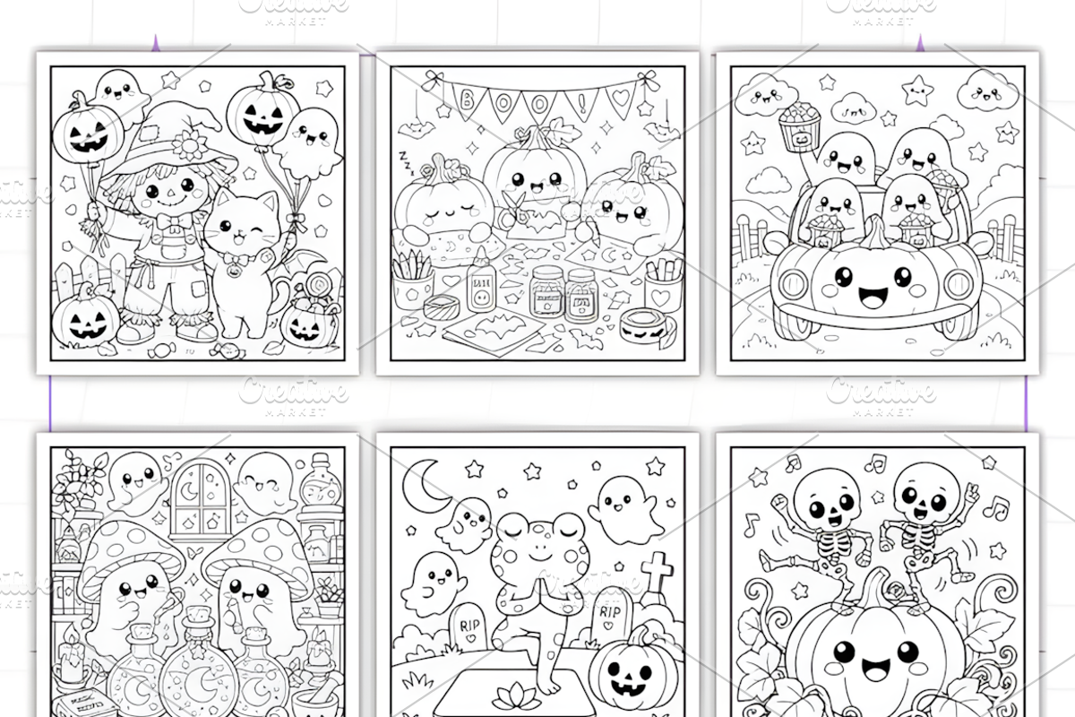 Bold and Easy Spooky Pals Coloring, a Seasonal Illustration by Design Station (Photo 3 of 3)