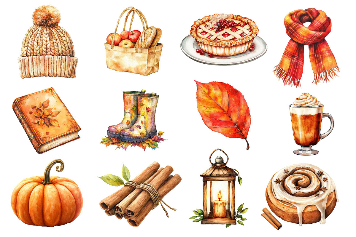 Watercolor Fall Favorites Clipart, an Illustration by Dream Creation (Photo 2 of 4)