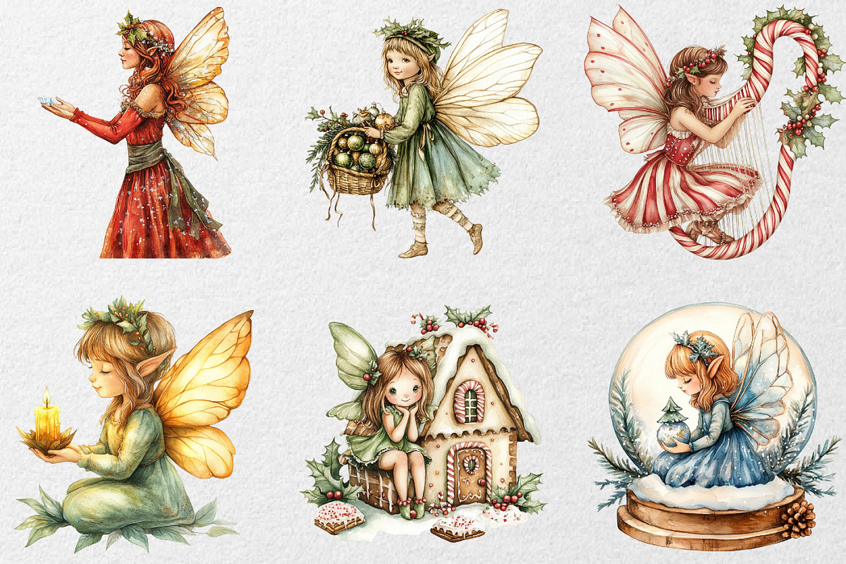 Fantasy Christmas Fairy Clipart, an Illustration by DreamCafeArt (Photo 7 of 7)