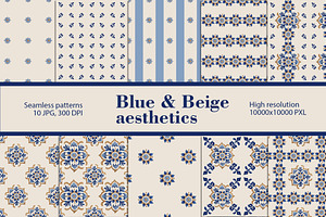 Pattern set Blue and Beige aesthetic
