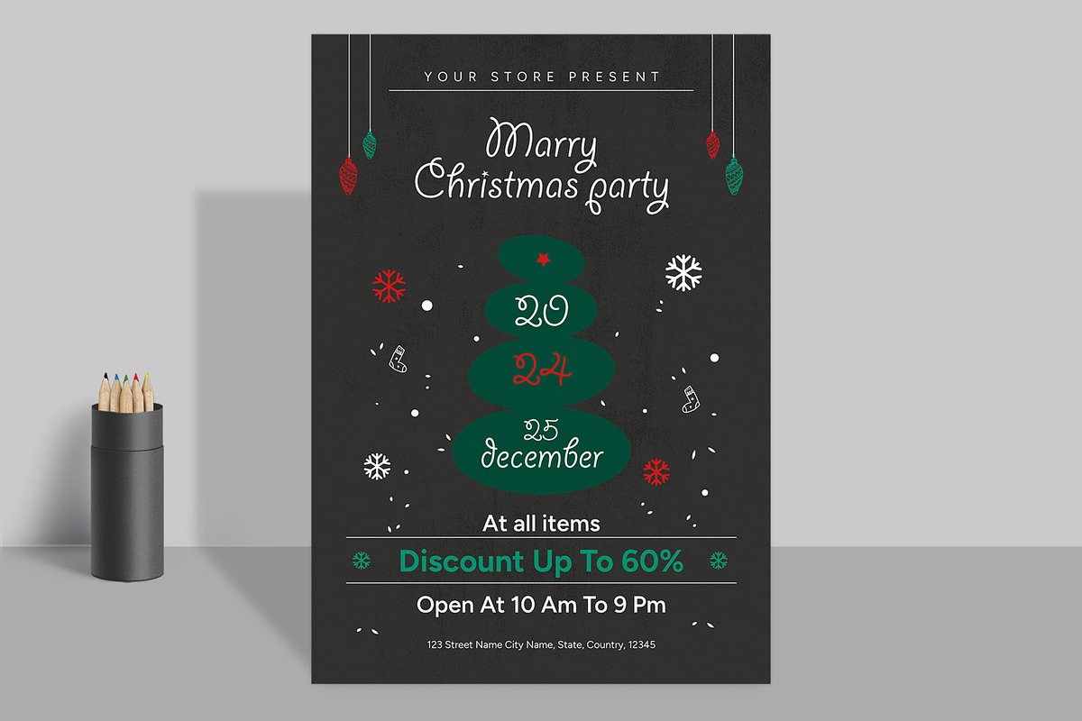 Christmas Party Poster Template, a Stationery Template by ContestDesign (Photo 1 of 2)