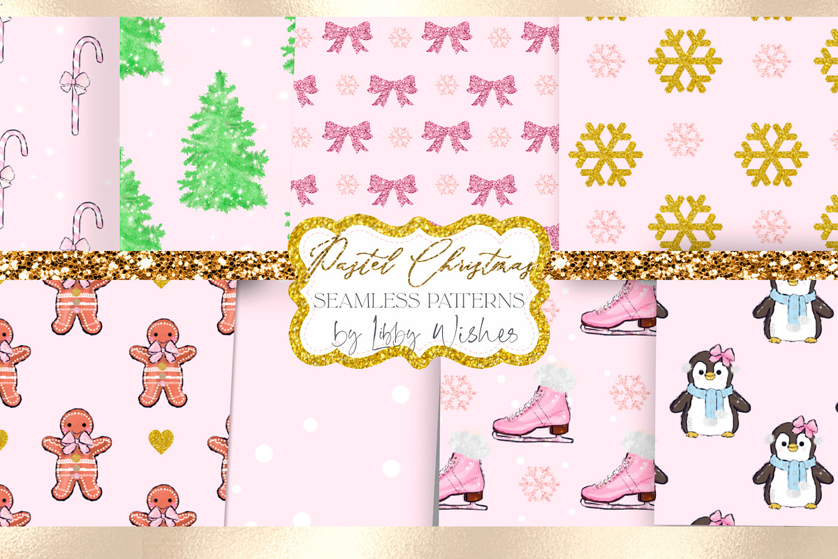 Christmas pink patterns, a Pattern Graphic by Libby Wishes (Photo 1 of 4)