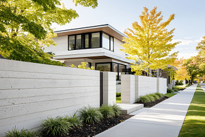 Modern house with large windows and, an Architecture Photo by MistyDay