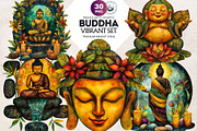 Vibrant Buddha Clipart Set, a Decorative Illustration by ThatsDesignArt (Thumbnail 1 of 10)