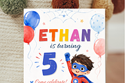 Superhero Birthday Invitation, an Invitation Template by heynomi (Thumbnail 5 of 19)