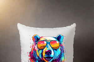 Colorful Polar Bear Wearing Glasses.