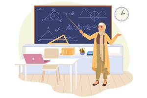 An instructor explains geometry, an Education Illustration by SiberianArt