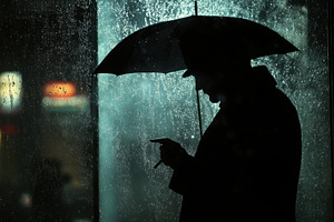 Silhouette of a person in the rain, a Photo by Beautiful things