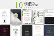 10 Wedding Invitations - Bundle 2, an Invitation Template by Print The Love Boutique (Thumbnail 1 of 2)