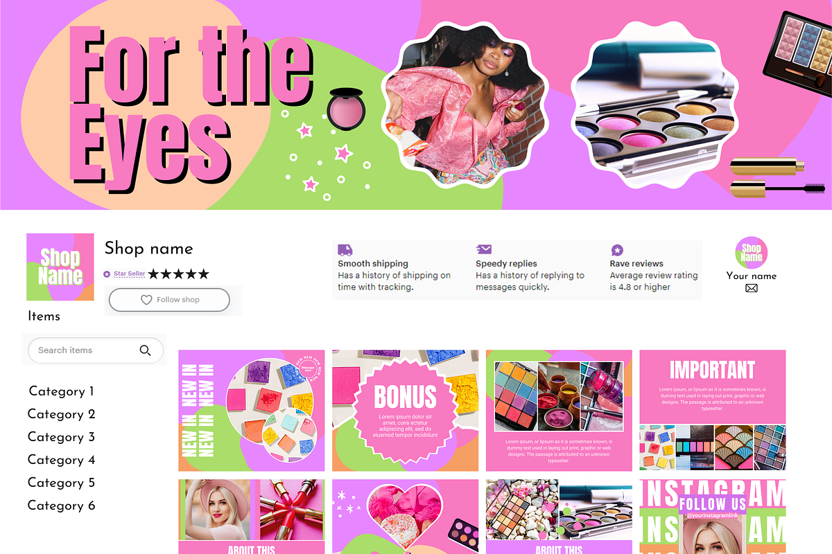 Makeup Beauty Etsy Shop Kit, a Branding & Logo Template by SunshineStudioBoutique (Photo 10 of 11)