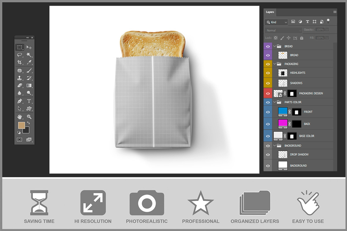 Paper Packaging Bag Mockup PSD, a Product Mockup by Bruno's Shop (Photo 3 of 4)