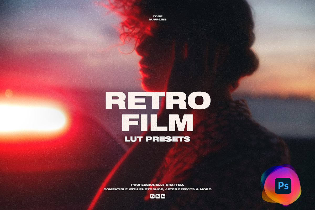 Retro Film LUT Presets Photoshop, a Preset Add-On by TONE SUPPLIES (Photo 1 of 10)
