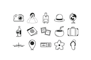 Travel Doodle Icons Set, a Templates & Theme by studiogstock