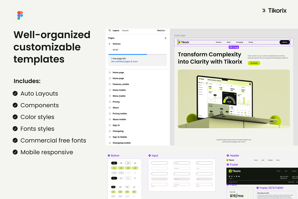 Tikorix. Website template, an UI Kit Template by Brandarnia (Photo 3 of 7)