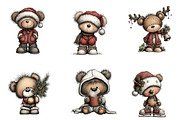 Christmas Teddy Bear Clipart, an Illustration by CreationArt (Thumbnail 2 of 6)