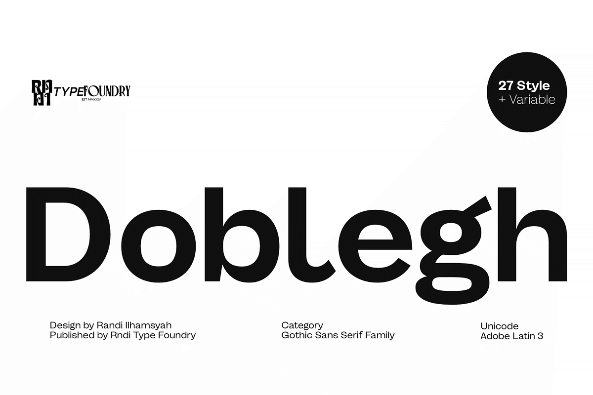 Doblegh, a Sans Serif Font by RNDI Type Foundry (Photo 1 of 10)