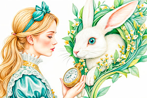 Beautiful Alice met a white rabbit,, an Animal Photo by TatsianaSalauyova