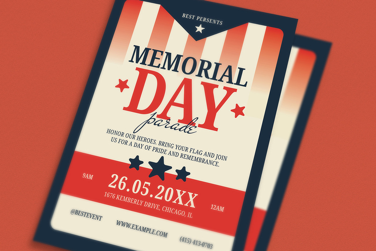 Retro Bold Memorial Day Event Flyer, a Templates & Theme by VectorVactory (Photo 2 of 3)
