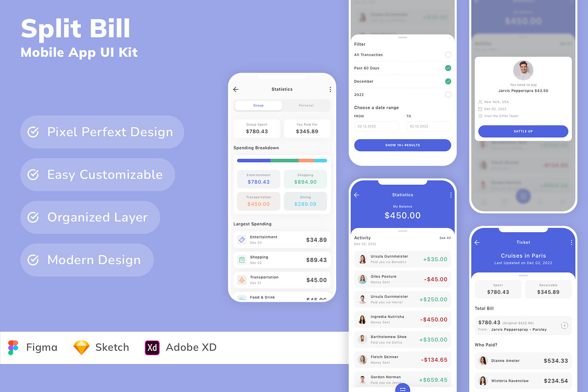 Split Bill Mobile App UI Kit, an UI Kit Template by Betush