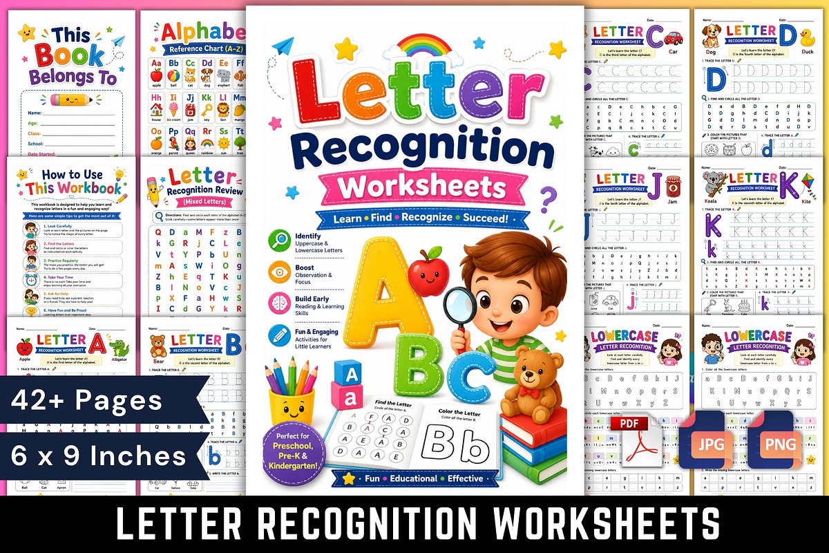 Letter Recognition Worksheets, a Stationery Template by Designmela01 (Photo 1 of 6)