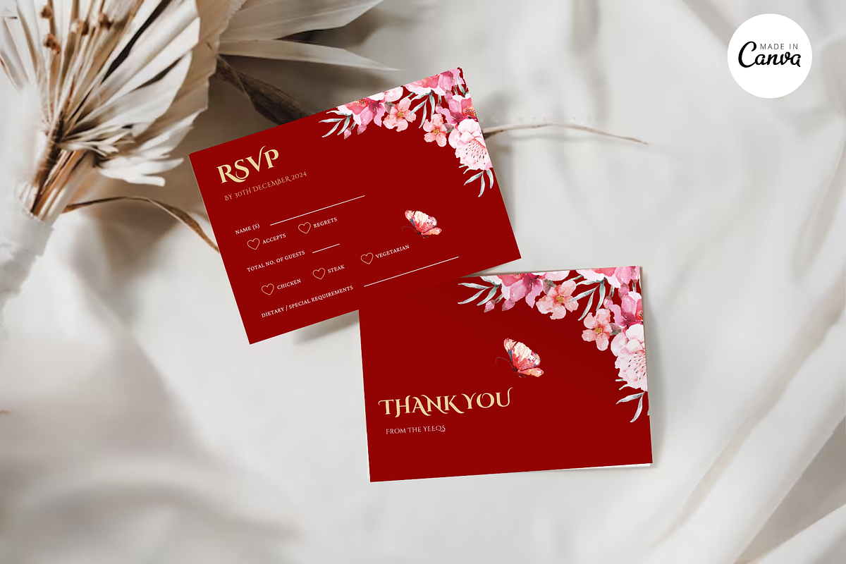 Asian Floral Wedding Invite - B3A, an Invitation Template by YeeqsWedding (Photo 4 of 7)